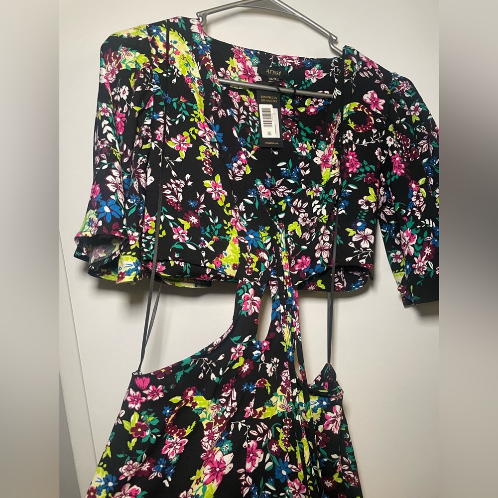 AFRM floral maxi dress with side cut outs new with tags
